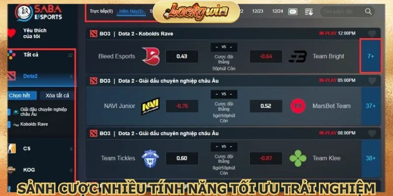 Esports Luckywin Tài Xỉu: Cá Cược Thể Thao Điện Tử 3 sanh-cuoc-nhieu-tinh-nang-toi-uu-trai-nghiem